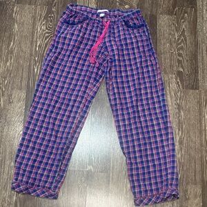 Vintage Victoria Secret Plaid Pajama Bottoms Pink Purple and Blue Size Medium